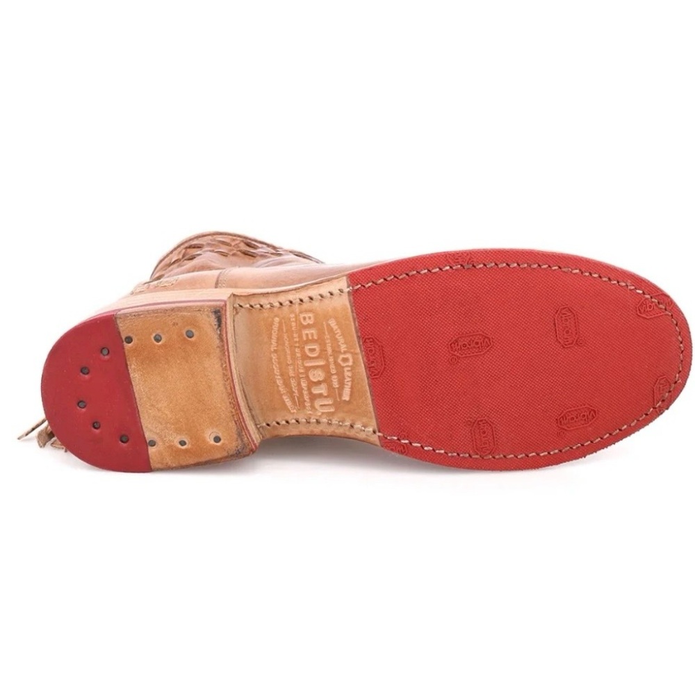 BED|STU Tan Leather Ankle Boots with Woven Detail - Picture 2 of 7